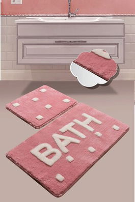 Set covoraș de baie (2 bucăți), Chilai, Bath, Fibre acrilice, Roz