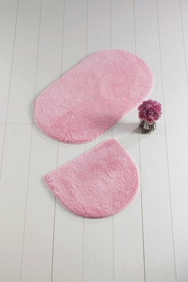 Set covoraș de baie (2 bucăți), Chilai, Color of Oval, Fibre acrilice, Candy Pink