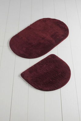 Set covoraș de baie (2 bucăți), Chilai, Colors of Oval, Fibre acrilice, Granat