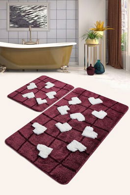 Set covoraș de baie (2 bucăți), Chilai, Kalbim, Fibre acrilice, Multicolor