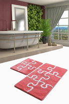 Set covoraș de baie (2 bucăți), Chilai, Puzzle, Fibre acrilice, Multicolor