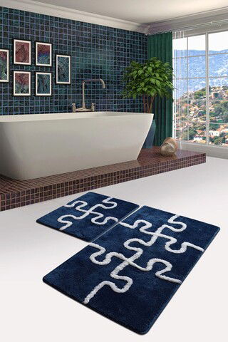 Set covoraș de baie (2 bucăți), Chilai, Puzzle, Fibre acrilice, Multicolor