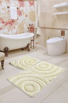 Set covoraș de baie (2 bucăți), Chilai, Wave, Fibre acrilice, Ecru