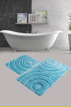 Set covoraș de baie (2 bucăți), Chilai, Wave, Fibre acrilice, Turcoaz