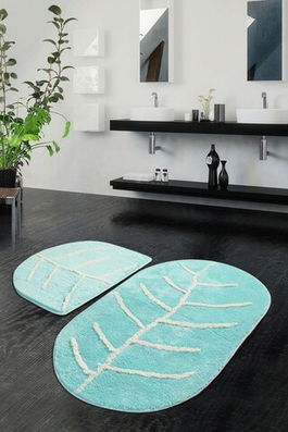Set covoraș de baie (2 bucăți), Chilai, Yaprak, Fibre acrilice, Multicolor