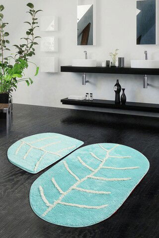 Set covoraș de baie (2 bucăți), Chilai, Yaprak, Fibre acrilice, Multicolor