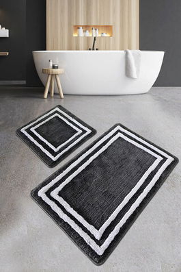 Set covoraș de baie (2 bucăți), Chilai Home, Duplici, Fibre acrilice, Antracit