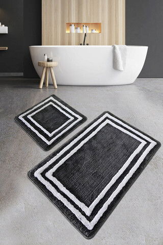 Set covoraș de baie (2 bucăți), Chilai Home, Duplici, Fibre acrilice, Antracit