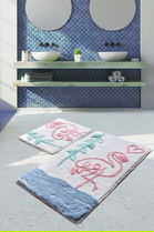 Set covoraș de baie (2 bucăți), Chilai Home, Flamingo Beach, Fibre acrilice, Multicolor