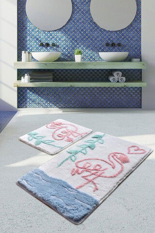 Set covoraș de baie (2 bucăți), Chilai Home, Flamingo Beach, Fibre acrilice, Multicolor