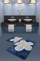 Set covoraș de baie (2 bucăți), Chilai Home, Flower, Fibre acrilice, Multicolor