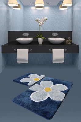 Set covoraș de baie (2 bucăți), Chilai Home, Flower, Fibre acrilice, Multicolor
