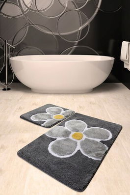 Set covoraș de baie (2 bucăți), Chilai Home, Flower, Fibre acrilice, Multicolor