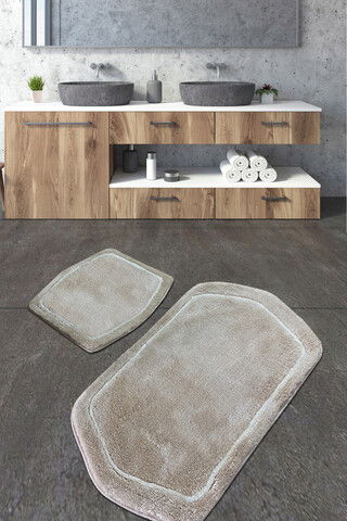 Set covoraș de baie (2 bucăți), Chilai Home, Genom, Fibre acrilice, Gri