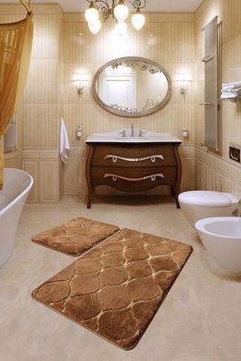 Set covoraș de baie (2 bucăți), Chilai Home, Infinity, Fibre acrilice, Caramel