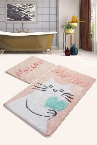 Set covoraș de baie (2 bucăți), Chilai Home, Kedicik, Fibre acrilice, Multicolor