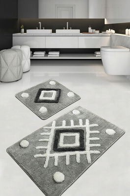 Set covoraș de baie (2 bucăți), Chilai Home, Punica, Fibre acrilice, Gri