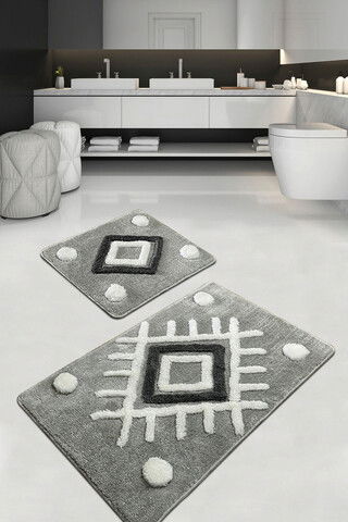 Set covoraș de baie (2 bucăți), Chilai Home, Punica, Fibre acrilice, Gri