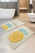 Set covoraș de baie (3 bucăți), Chilai, Ananas, Fibre acrilice, Multicolor