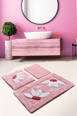 Set covoraș de baie (3 bucăți), Chilai, Daisy, Fibre acrilice, Multicolor