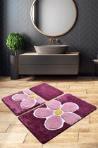 Set covoraș de baie (3 bucăți), Chilai, Flower, Fibre acrilice, Multicolor