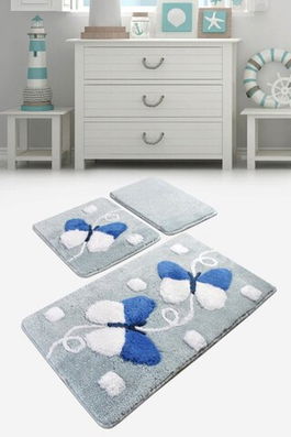 Set covoraș de baie (3 bucăți), Chilai, Mari, Fibre acrilice, Multicolor
