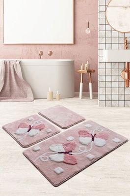 Set covoraș de baie (3 bucăți), Chilai, Mari, Fibre acrilice, Multicolor