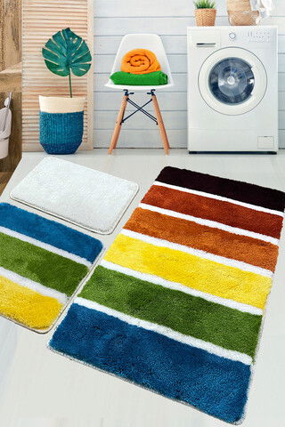 Set covoraș de baie (3 bucăți), Chilai, Orrio, Fibre acrilice, Multicolor