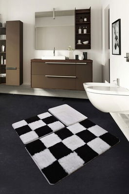 Set covoraș de baie (3 bucăți), Chilai Home, Dama, Fibre acrilice, Multicolor