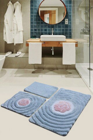 Set covoraș de baie (3 bucăți), Chilai Home, Floria, Fibre acrilice, Multicolor