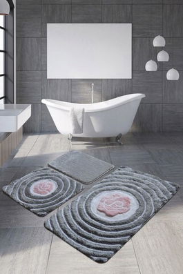 Set covoraș de baie (3 bucăți), Chilai Home, Floria, Fibre acrilice, Multicolor
