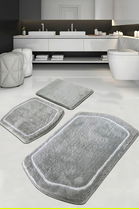 Set covoraș de baie (3 bucăți), Chilai Home, Genom, Fibre acrilice, Gri