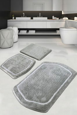 Set covoraș de baie (3 bucăți), Chilai Home, Genom, Fibre acrilice, Gri