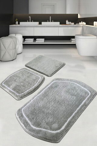 Set covoraș de baie (3 bucăți), Chilai Home, Genom, Fibre acrilice, Gri