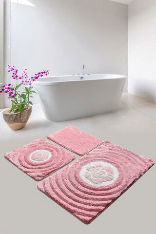 Set covoraș de baie (3 bucăți), Chilai Home, Floria, Fibre acrilice, Multicolor