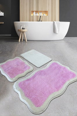 Set covoraș de baie (3 bucăți), Chilai Home, Olaf, Fibre acrilice, Roz