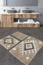 Set covoraș de baie (3 bucăți), Chilai Home, Punica, Fibre acrilice, Gri