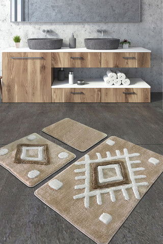 Set covoraș de baie (3 bucăți), Chilai Home, Punica, Fibre acrilice, Gri