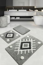 Set covoraș de baie (3 bucăți), Chilai Home, Punica, Fibre acrilice, Gri