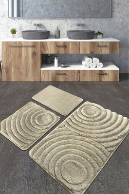 Set covoraș de baie (3 bucăți), Chilai Home, Wave, Fibre acrilice, Gri