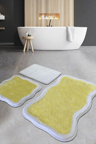 Set covoraș de baie (3 bucăți), Chilai Home, Olaf, Fibre acrilice, Galben