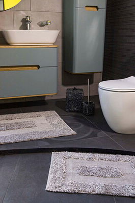 Set covoraș de baie (2 bucăți), Irya Home, Madison, Bumbac, Gri