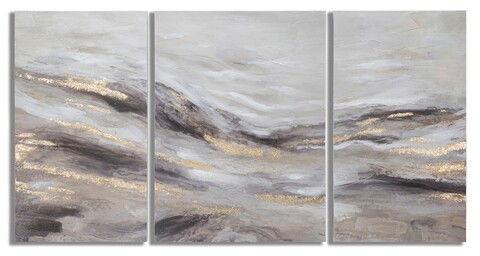 Set 3 tablouri decorative Monty, Mauro Ferretti, 150x80 cm, canvas pictat manual, multicolor