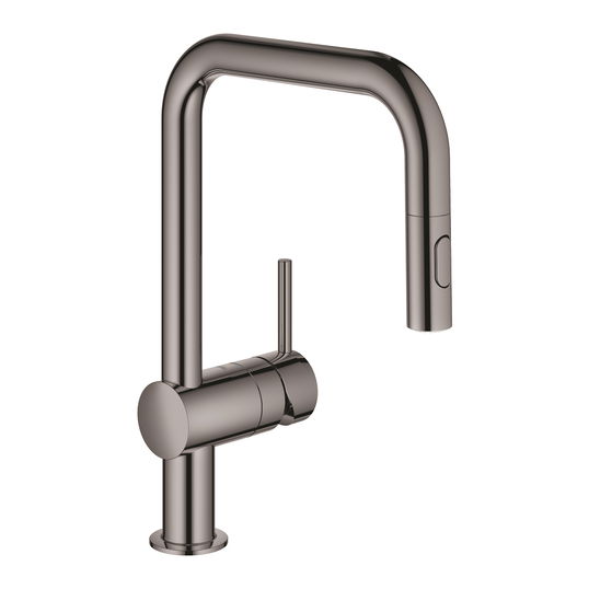 Baterie bucatarie Grohe Minta cu dus extractibil dual spray pipa U hard graphite