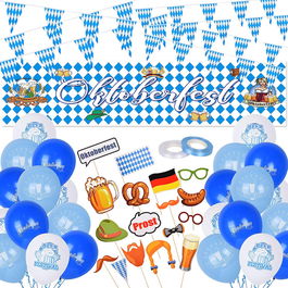 Set aniversar FORMIZON, latex/carton/tesatura, multicolor, 46 piese