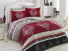 Lenjerie de pat dubla Super King (FR), 3 piese, Azra - Claret Red, Cotton Box, Bumbac Satinat