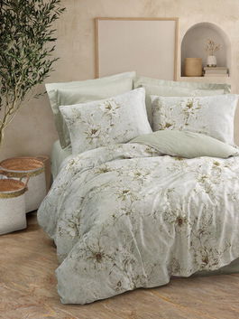 Lenjerie de pat dubla Super King (FR), 3 piese, Lucida - Beige, Cotton Box, Bumbac Satinat