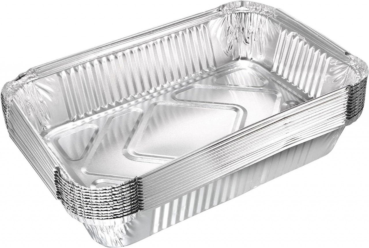 Set 12 tavi de unica folosinta Sourcing Map, aluminiu, argintiu, 21 x 14,5 x 4,2 cm