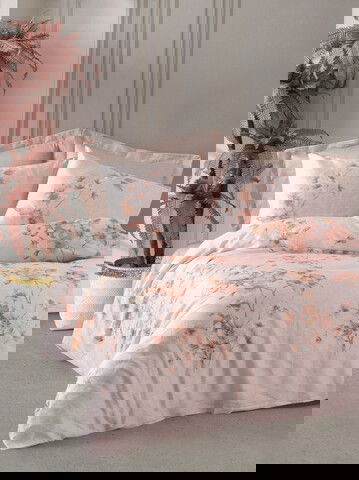 Lenjerie de pat pentru o persoana Single XXL (DE), Pansy - Beige, Cotton Box, Bumbac Satinat