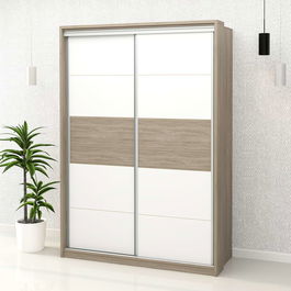Dulap haine usi culisante PRIMAVERA 155, H255, Oak, Alb
